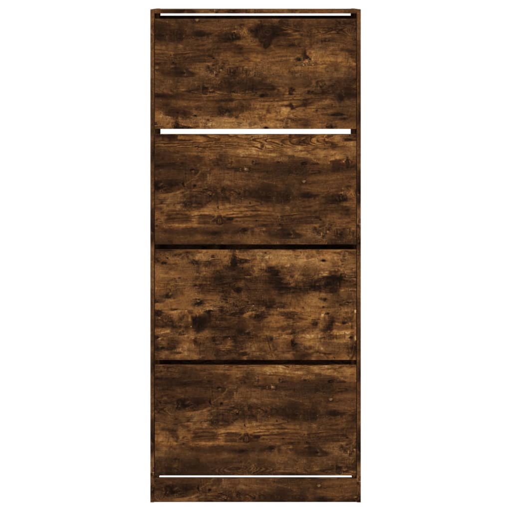 vidaXL Schoenenkast met 4 klaplades 80x34x187,5 cm gerookt eikenkleur