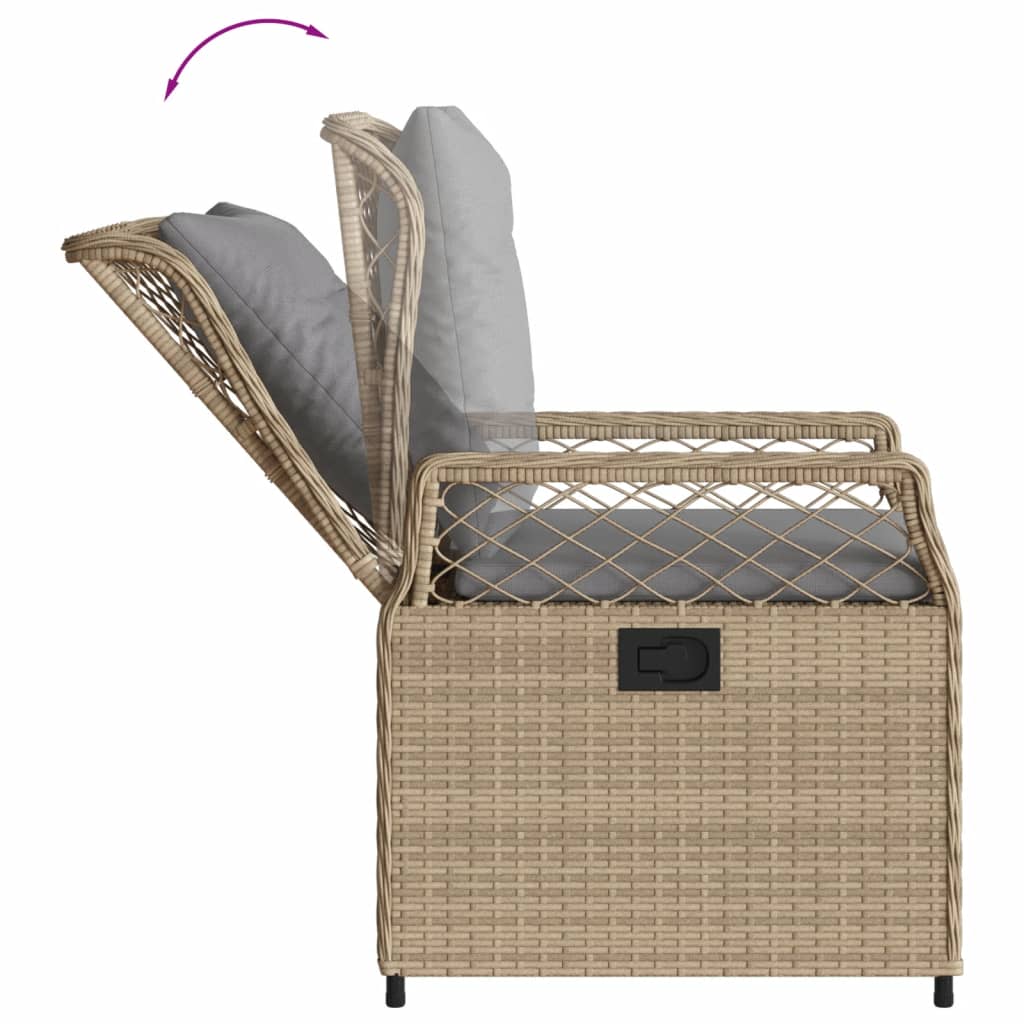 vidaXL 5-delige Tuinset met kussens poly rattan beige