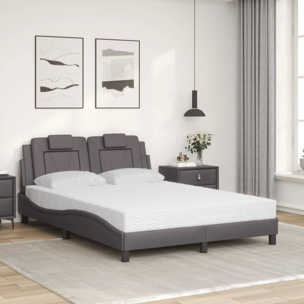 vidaXL Bed met matras kunstleer grijs 120x200 cm