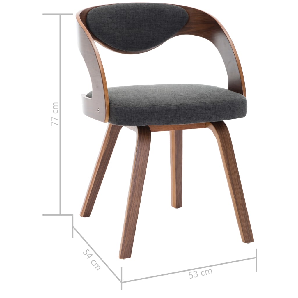 vidaXL Eetkamerstoelen 4 st gebogen hout en stof donkergrijs