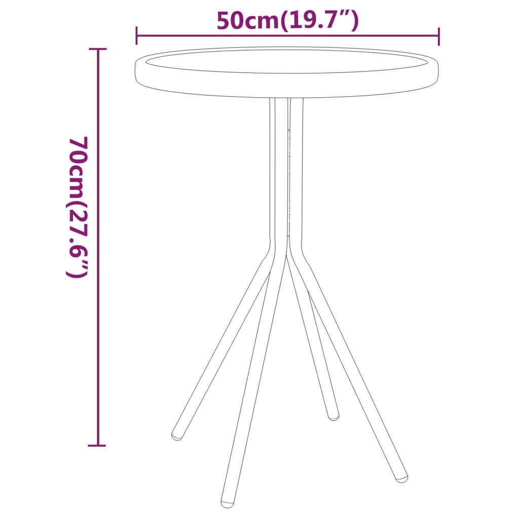 vidaXL 3-delige Bistroset staal zwart