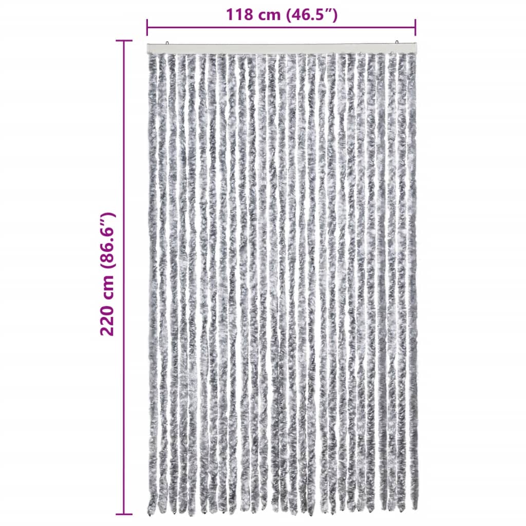 vidaXL Vliegengordijn 120x220 cm chenille wit en grijs