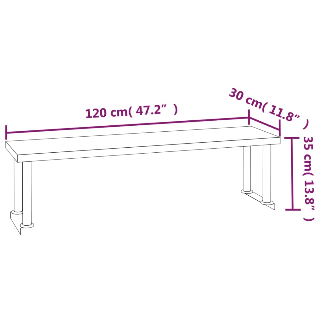 vidaXL Keukenwerktafel met bovenschap 120x60x115 cm roestvrij staal