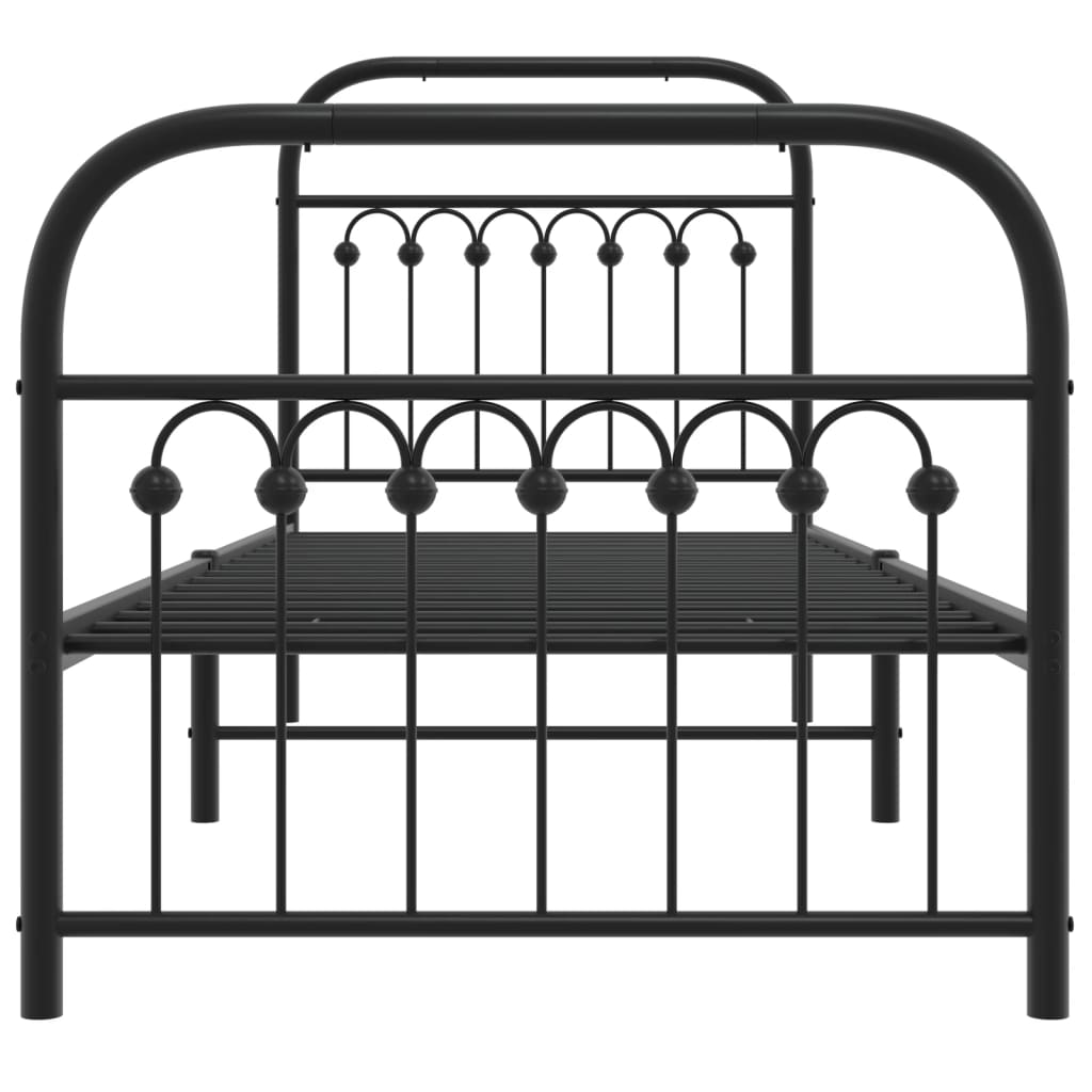 vidaXL Bedframe met hoofd- en voeteneinde metaal zwart 80x200 cm