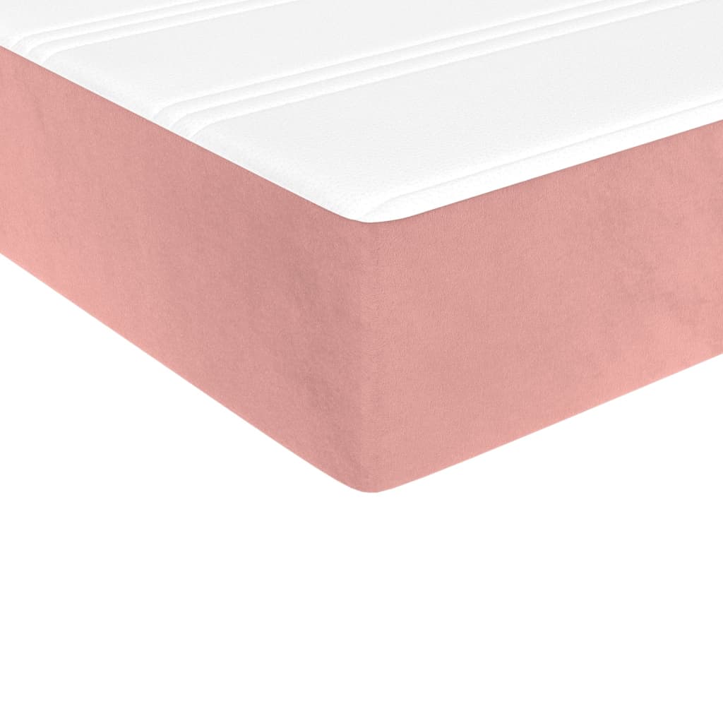 vidaXL Boxspring met matras fluweel roze 100x200 cm