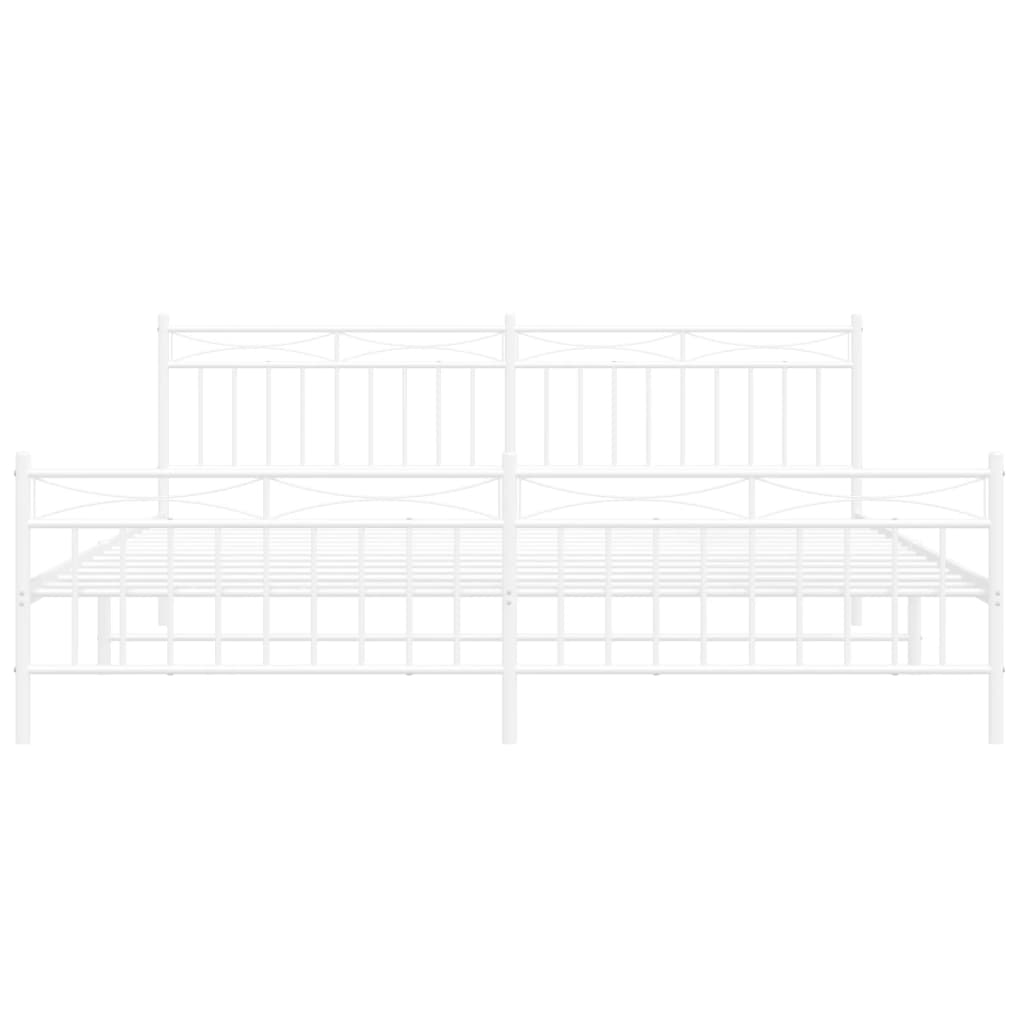 vidaXL Bedframe met hoofd- en voeteneinde metaal wit 200x200 cm