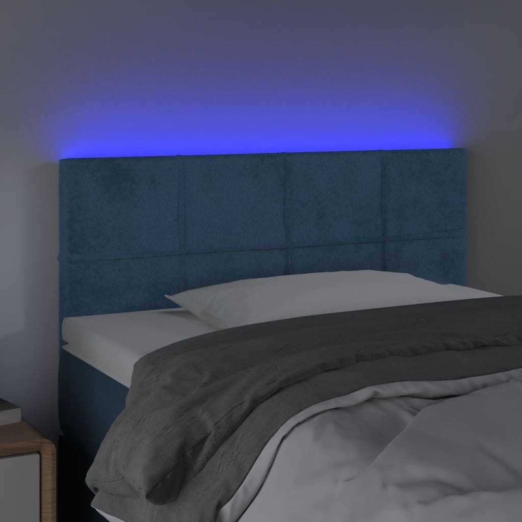 vidaXL Hoofdbord LED 100x5x78/88 cm fluweel donkerblauw