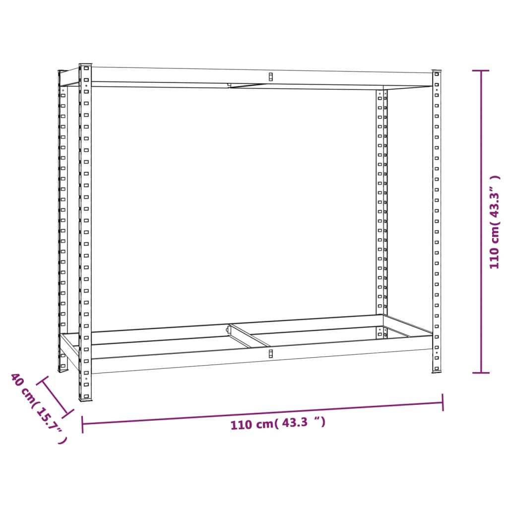 vidaXL Bandenrekken 2-laags 4 st 110x40x110 cm staal zilverkleurig