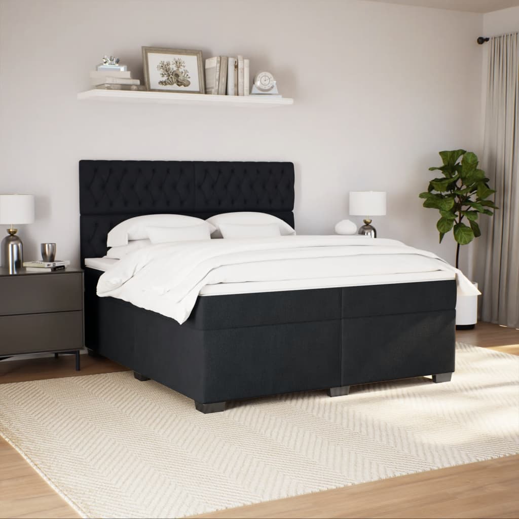 vidaXL Boxspring met matras fluweel zwart 200x200 cm