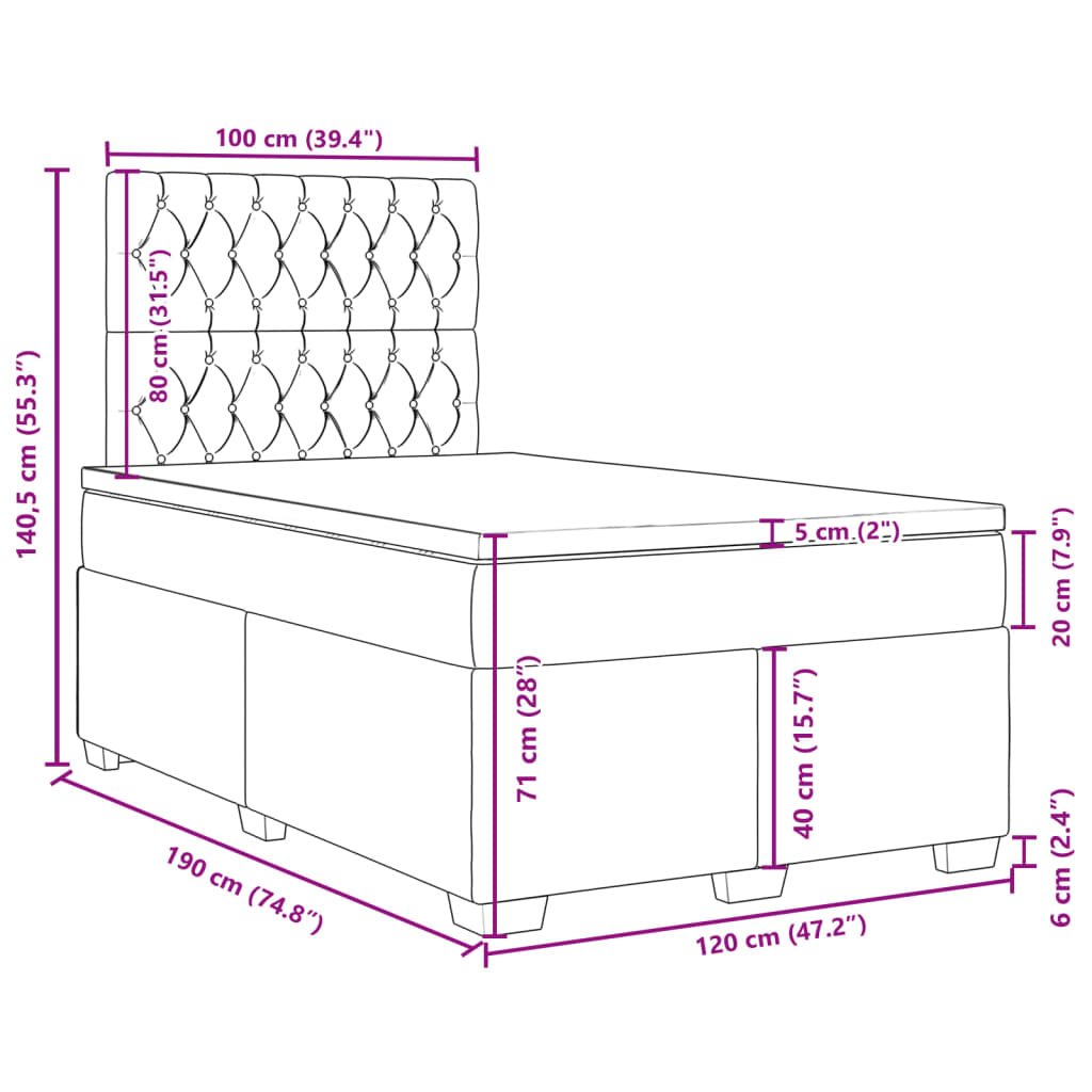 vidaXL Boxspring met matras fluweel blauw 120x190 cm