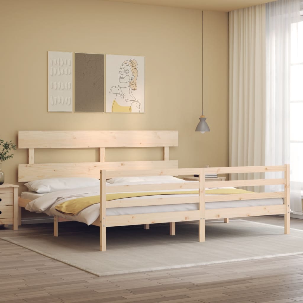 vidaXL Bedframe met hoofdbord massief hout