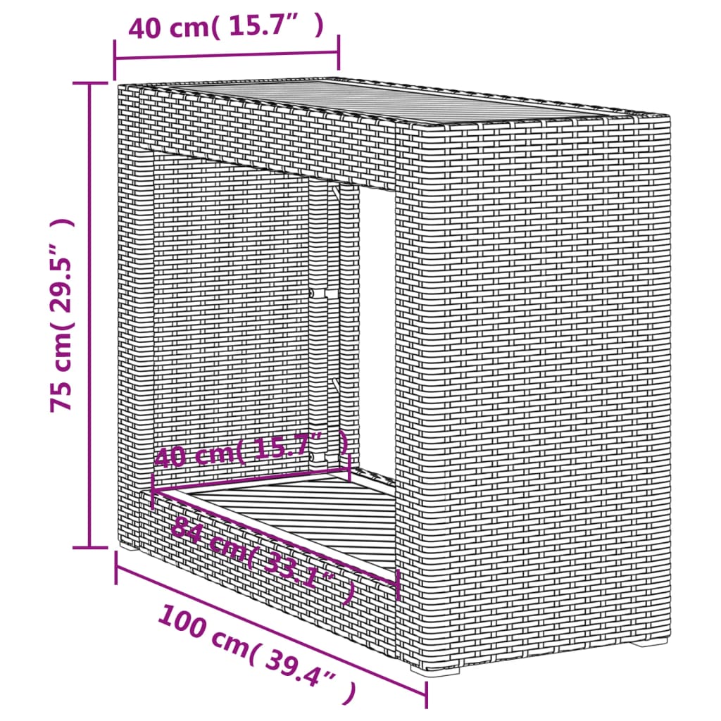 vidaXL Tuinbijzettafel met houten blad 100x40x75 cm poly rattan beige