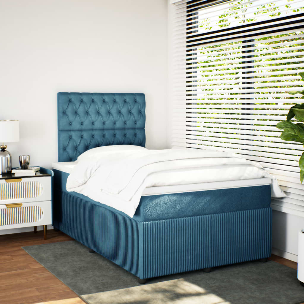 vidaXL Boxspring met matras fluweel blauw 120x190 cm