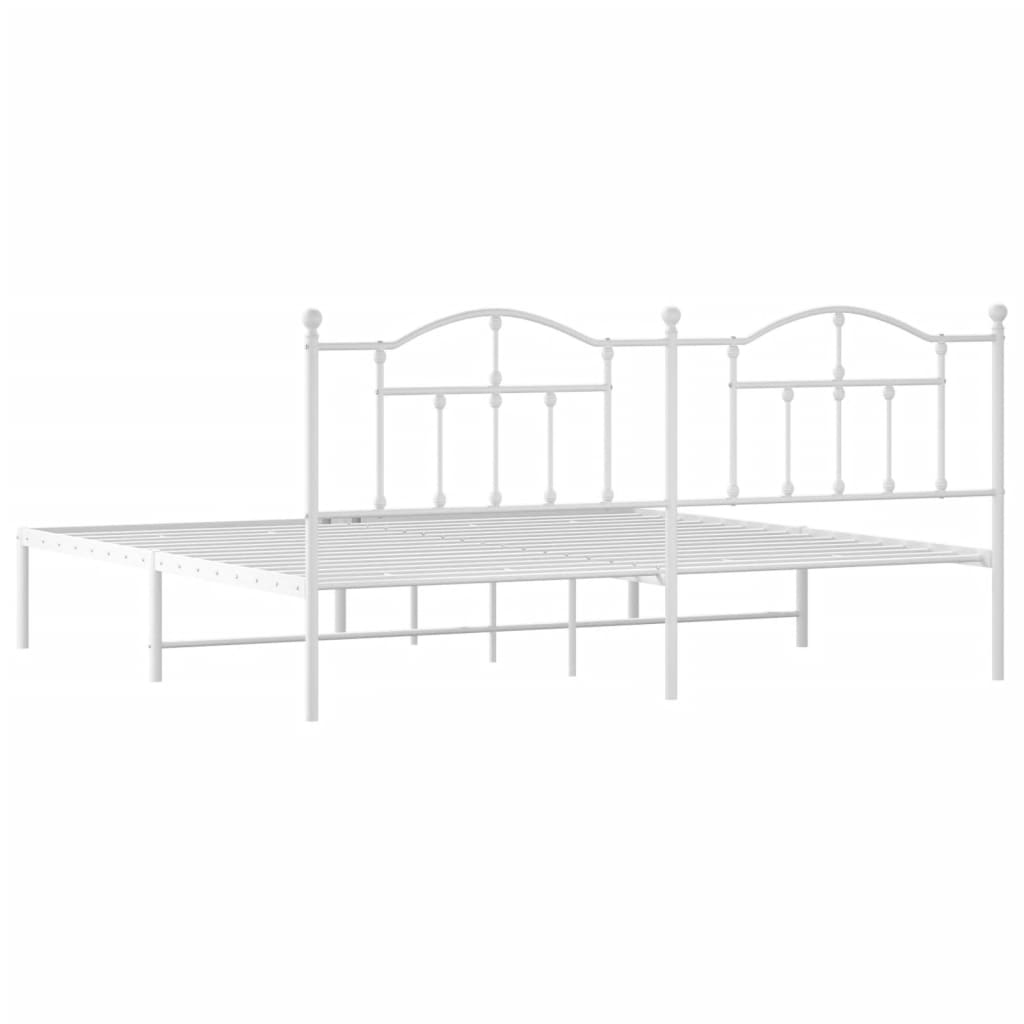 vidaXL Bedframe met hoofdbord metaal wit 200x200 cm