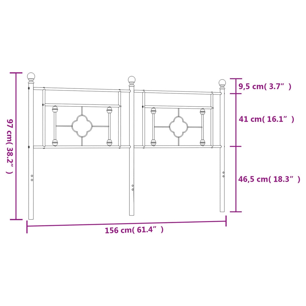 vidaXL Hoofdbord 150 cm metaal wit