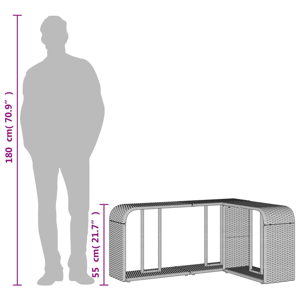 vidaXL Opbergschappen 2 st poly rattan lichtgrijs