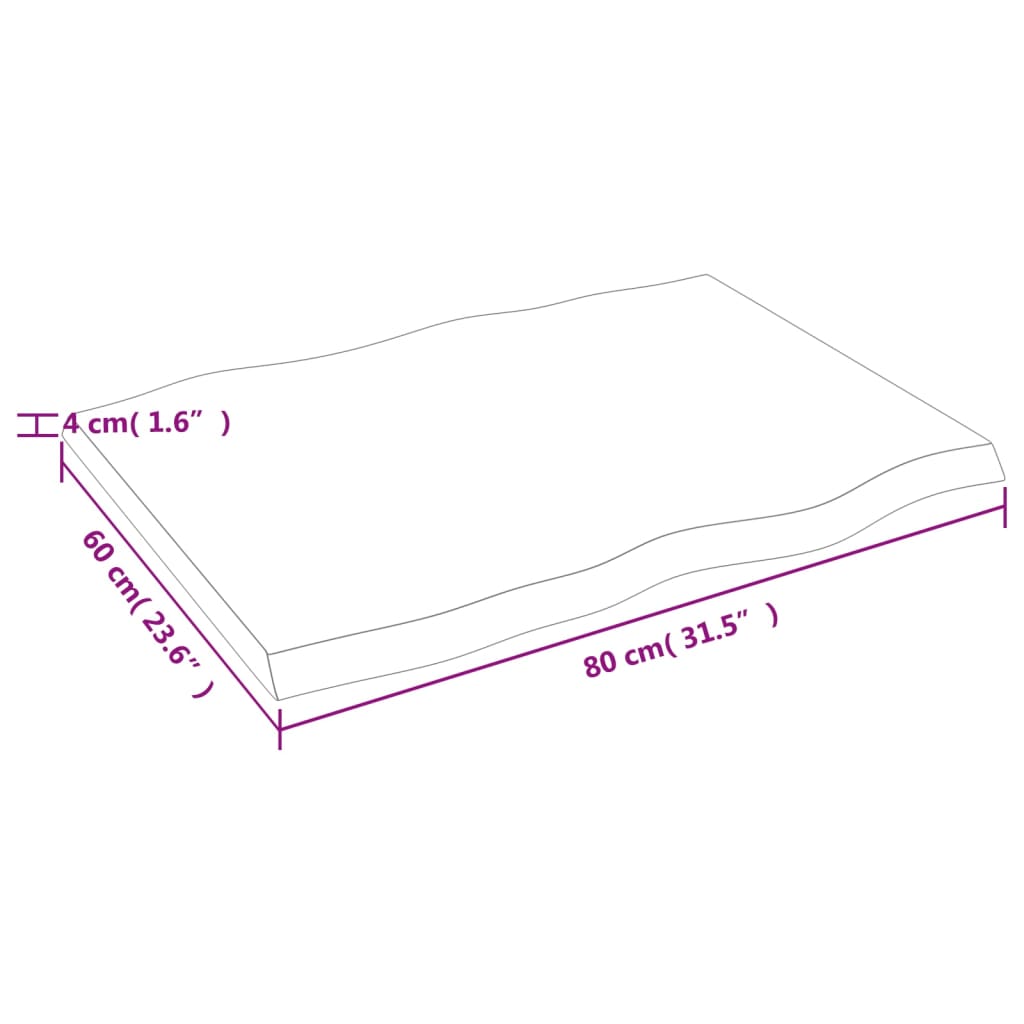 vidaXL Tafelblad natuurlijke rand 80x60x(2-4) cm eikenhout lichtbruin