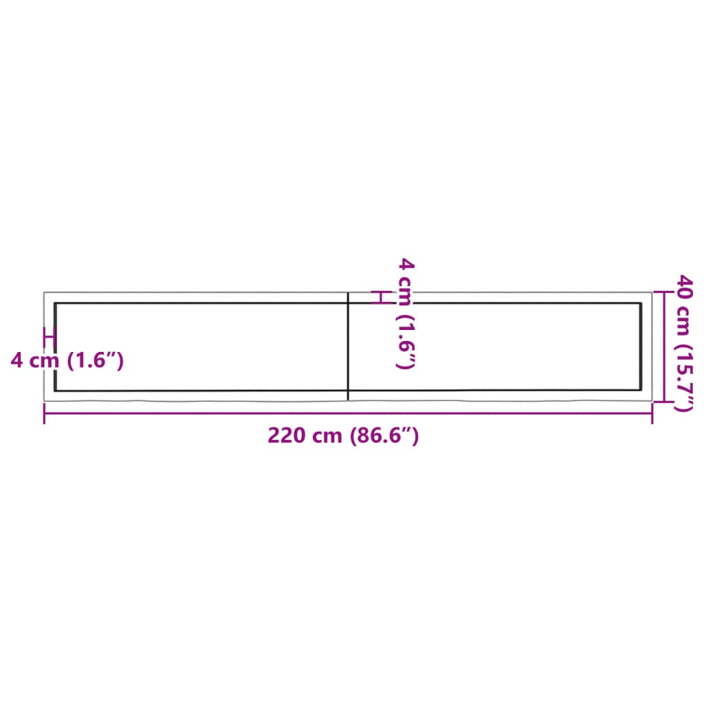 vidaXL Tafelblad 220x40x(2-4)cm behandeld eikenhout donkerbruin