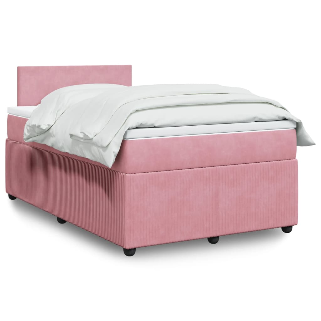 vidaXL Boxspring met matras fluweel roze 120x200 cm