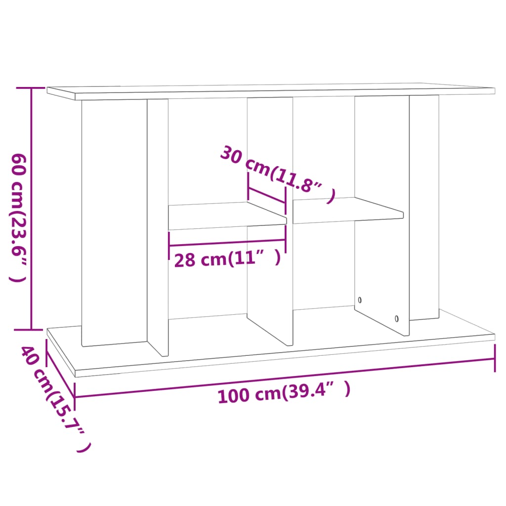 vidaXL Aquariumstandaard 100x40x60 cm bewerkt hout zwart