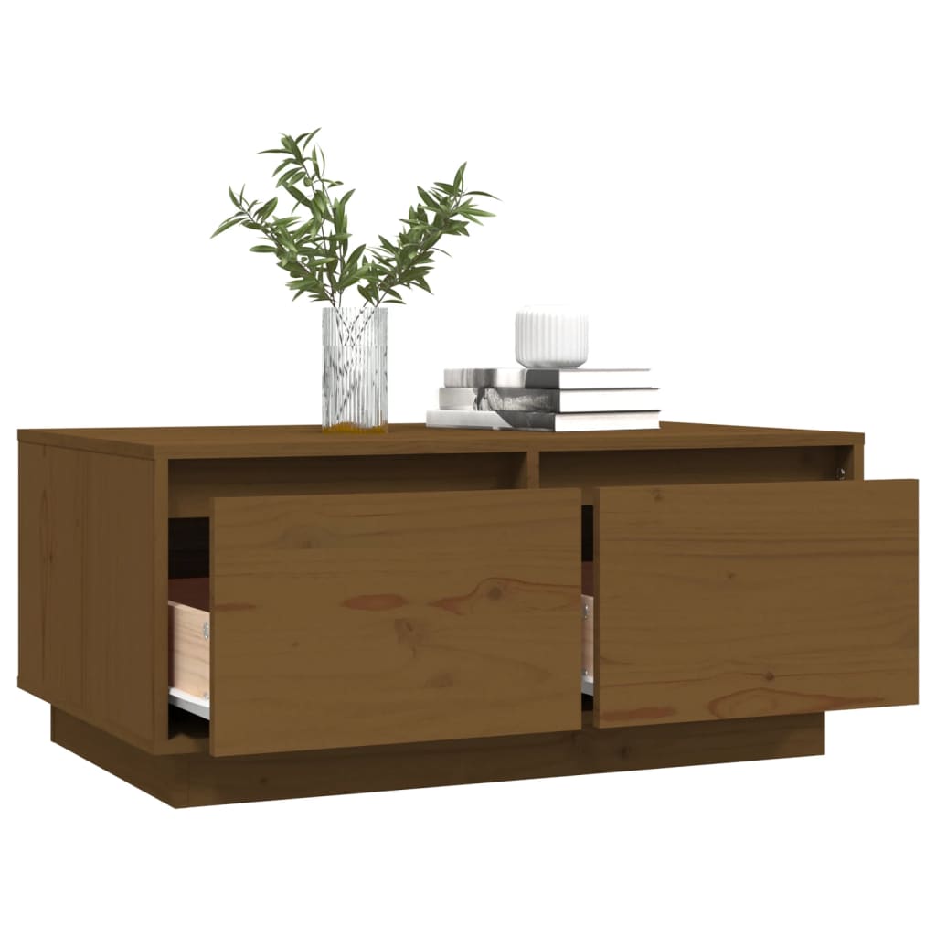 vidaXL Salontafel 80x50x35 cm massief grenenhout honingbruin