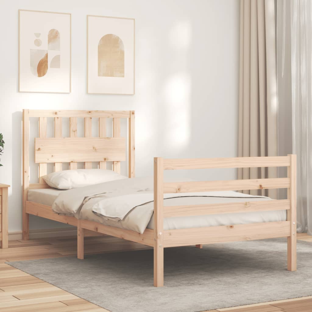 vidaXL Bedframe met hoofdbord massief hout 90x200 cm