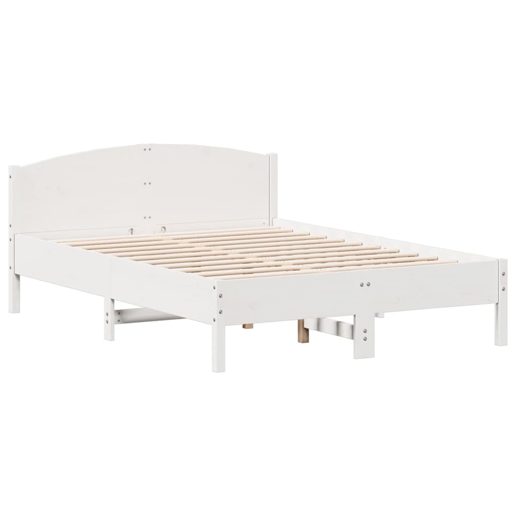 vidaXL Bedframe zonder matras massief grenenhout wit 140x190 cm