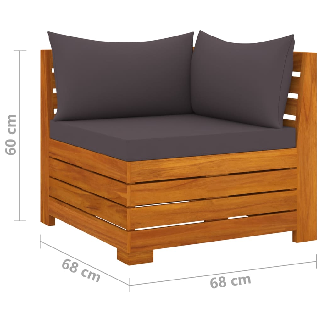 vidaXL 6-delige Loungeset met kussens massief acaciahout