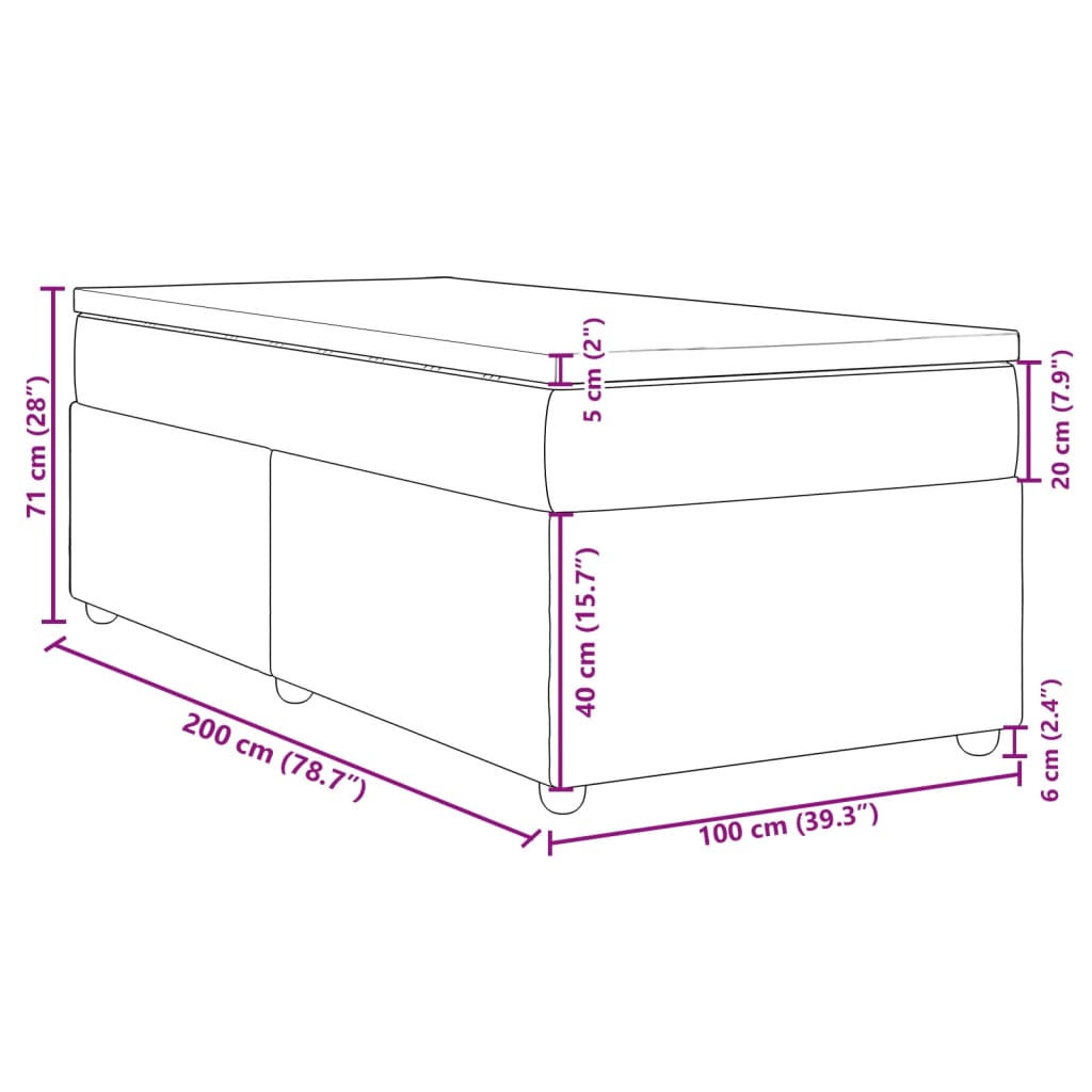 vidaXL Boxspring met matras stof lichtgrijs 100x200 cm