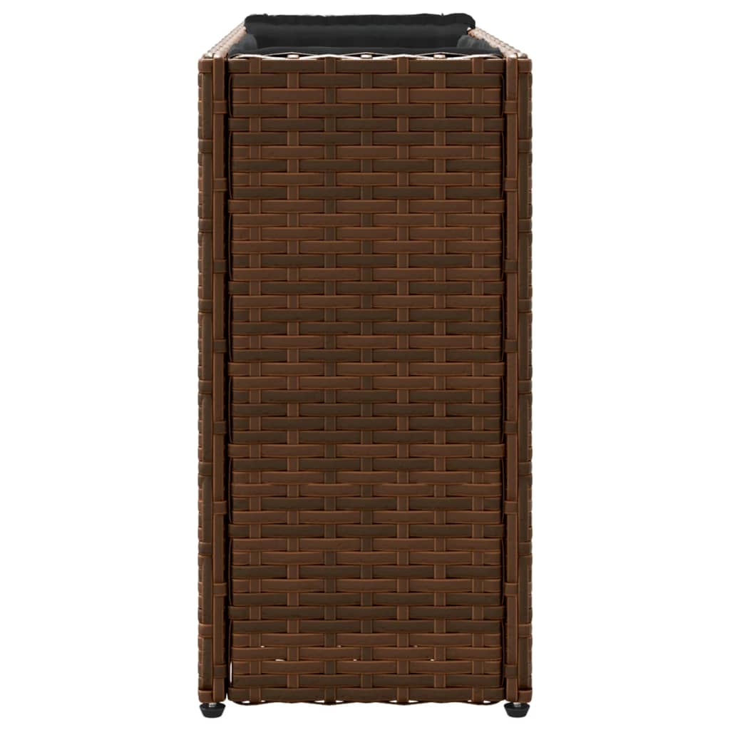 vidaXL Plantenbakken met 2 potten 2 st 90x20x40 cm poly rattan bruin