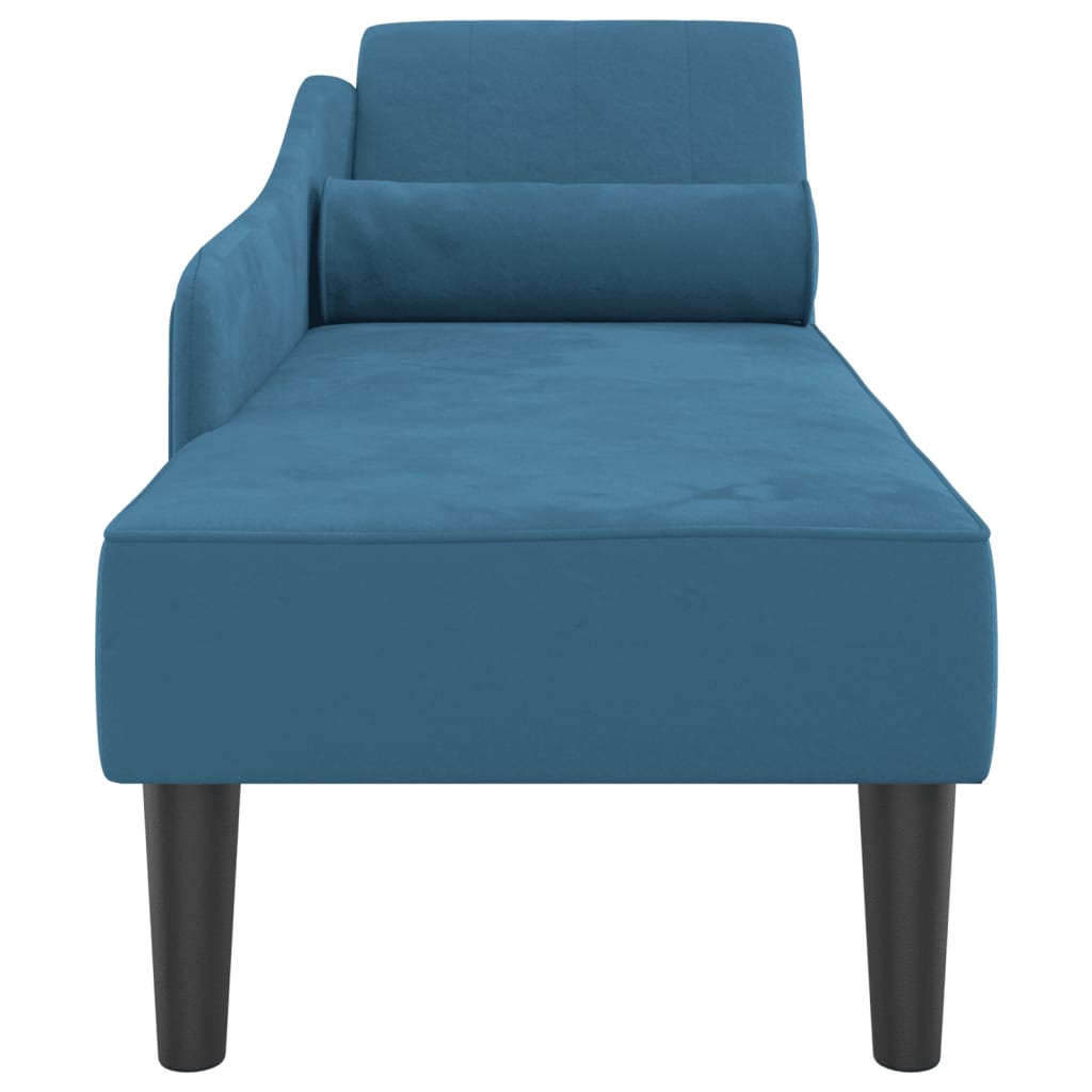 vidaXL Chaise longue met kussens fluweel blauw