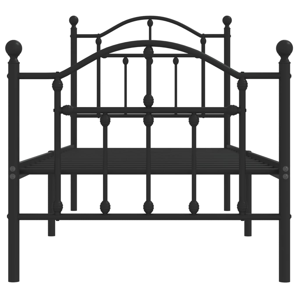 vidaXL Bedframe met hoofd- en voeteneinde metaal zwart 75x190 cm