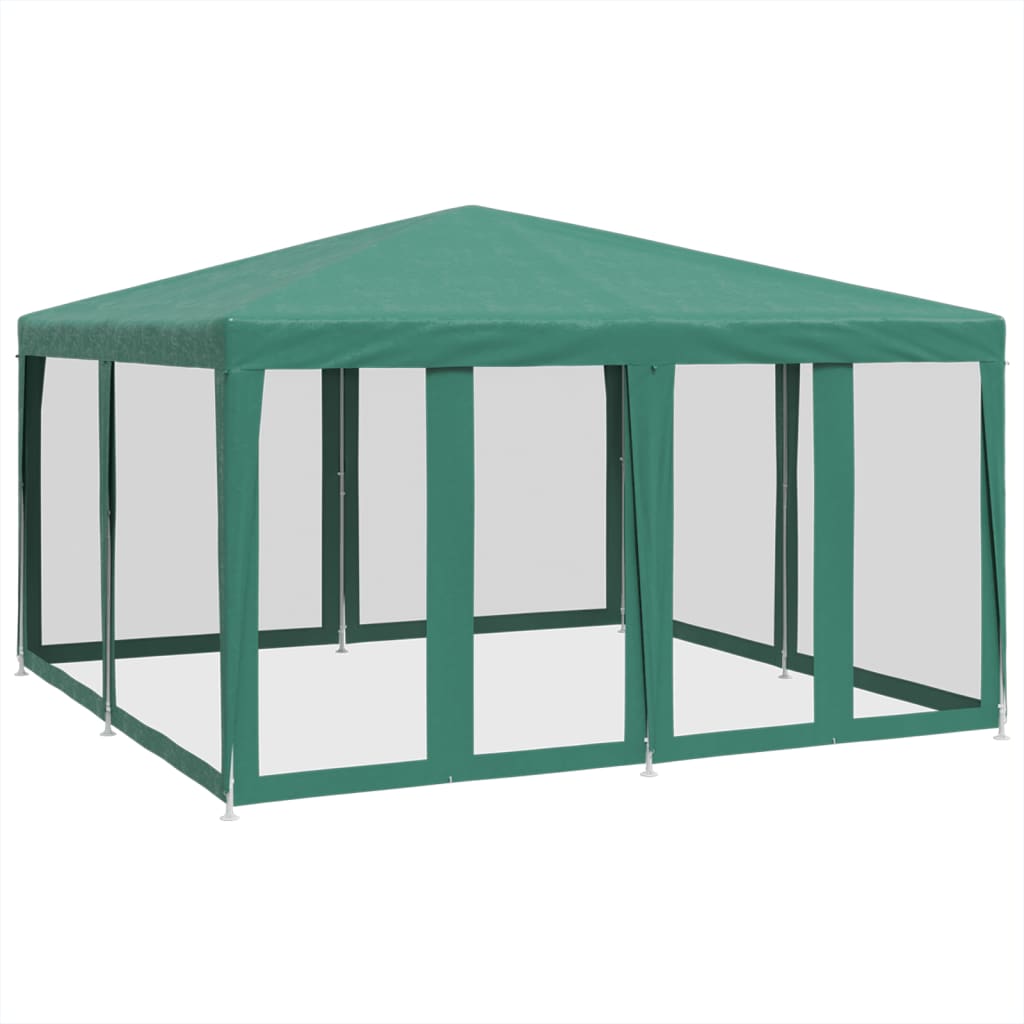 vidaXL Partytent met 8 mesh zijwanden 4x4 m HDPE groen