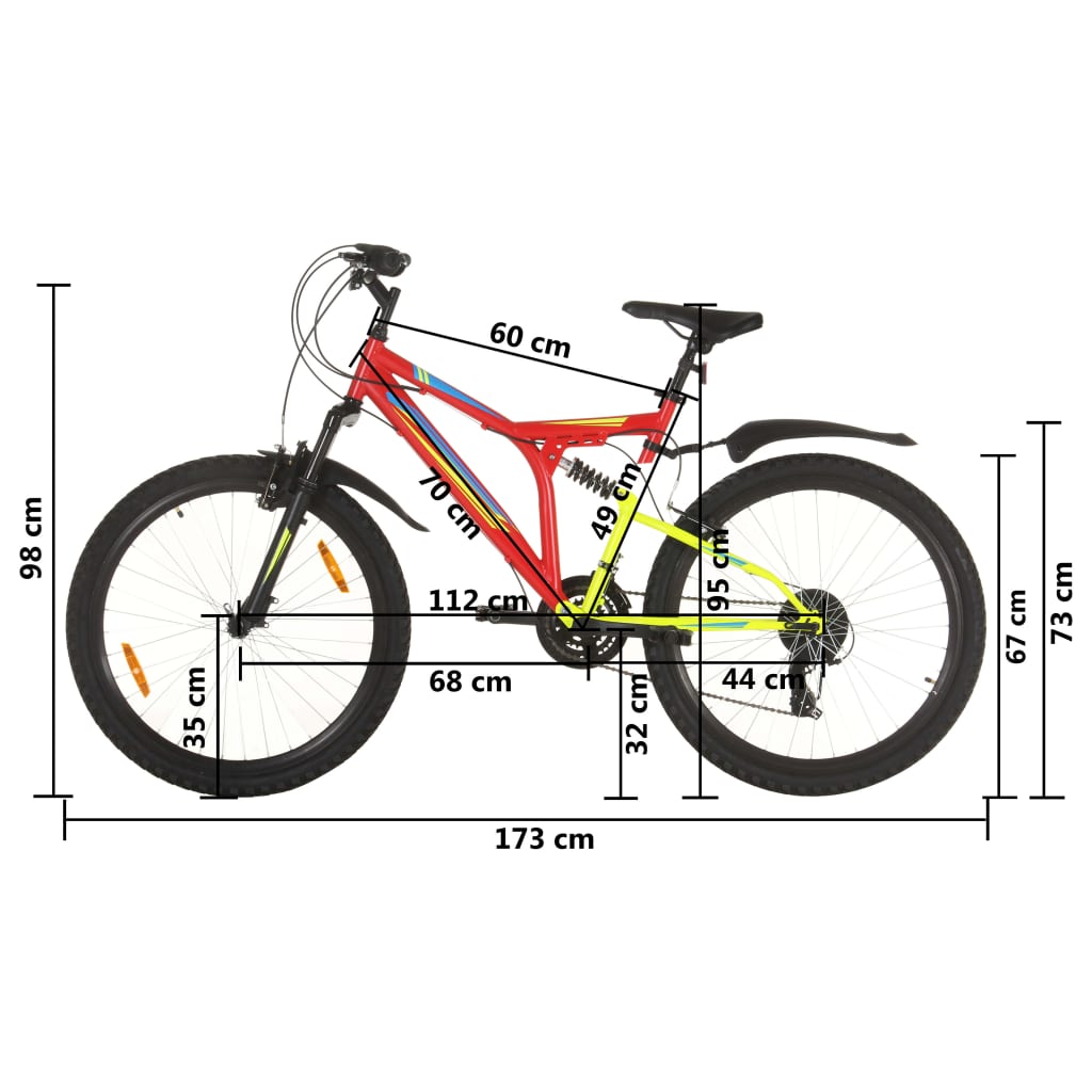 vidaXL Mountainbike 21 versnellingen 26 inch wielen 49 cm rood