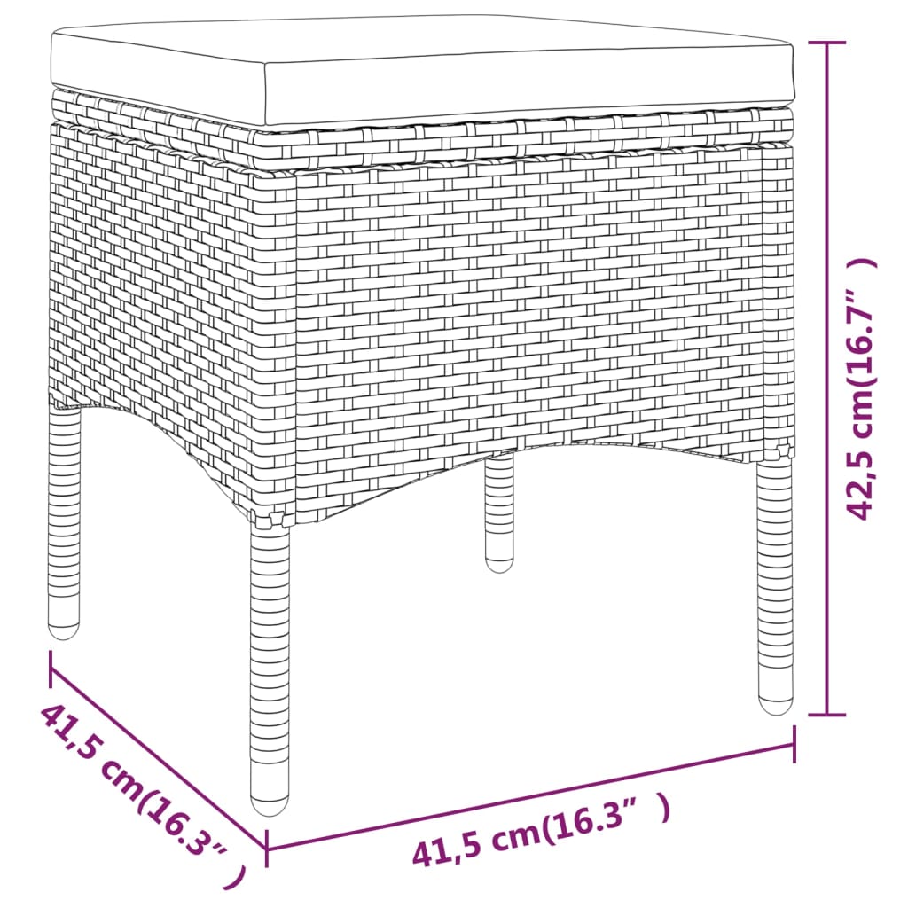 vidaXL 5-delige Loungeset poly rattan grijs