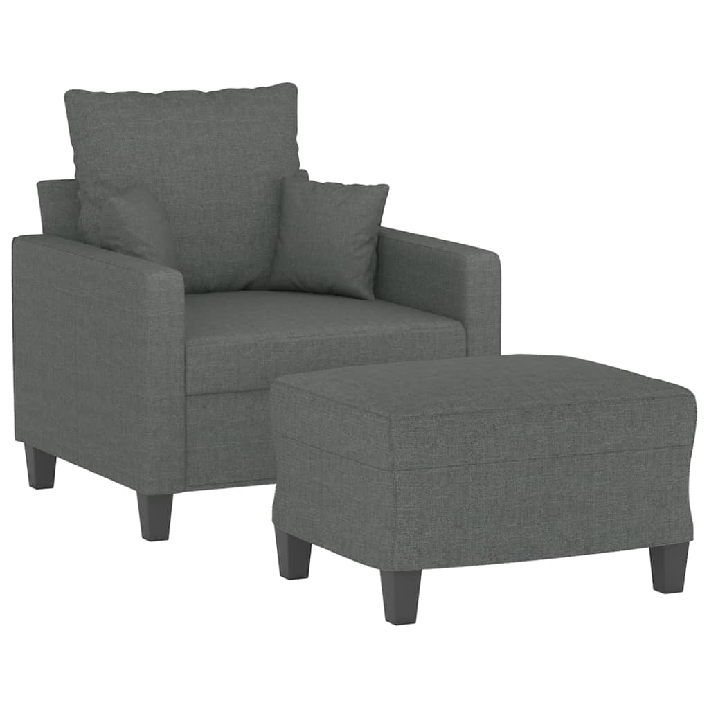 vidaXL Fauteuil met voetenbank 60 cm stof donkergrijs