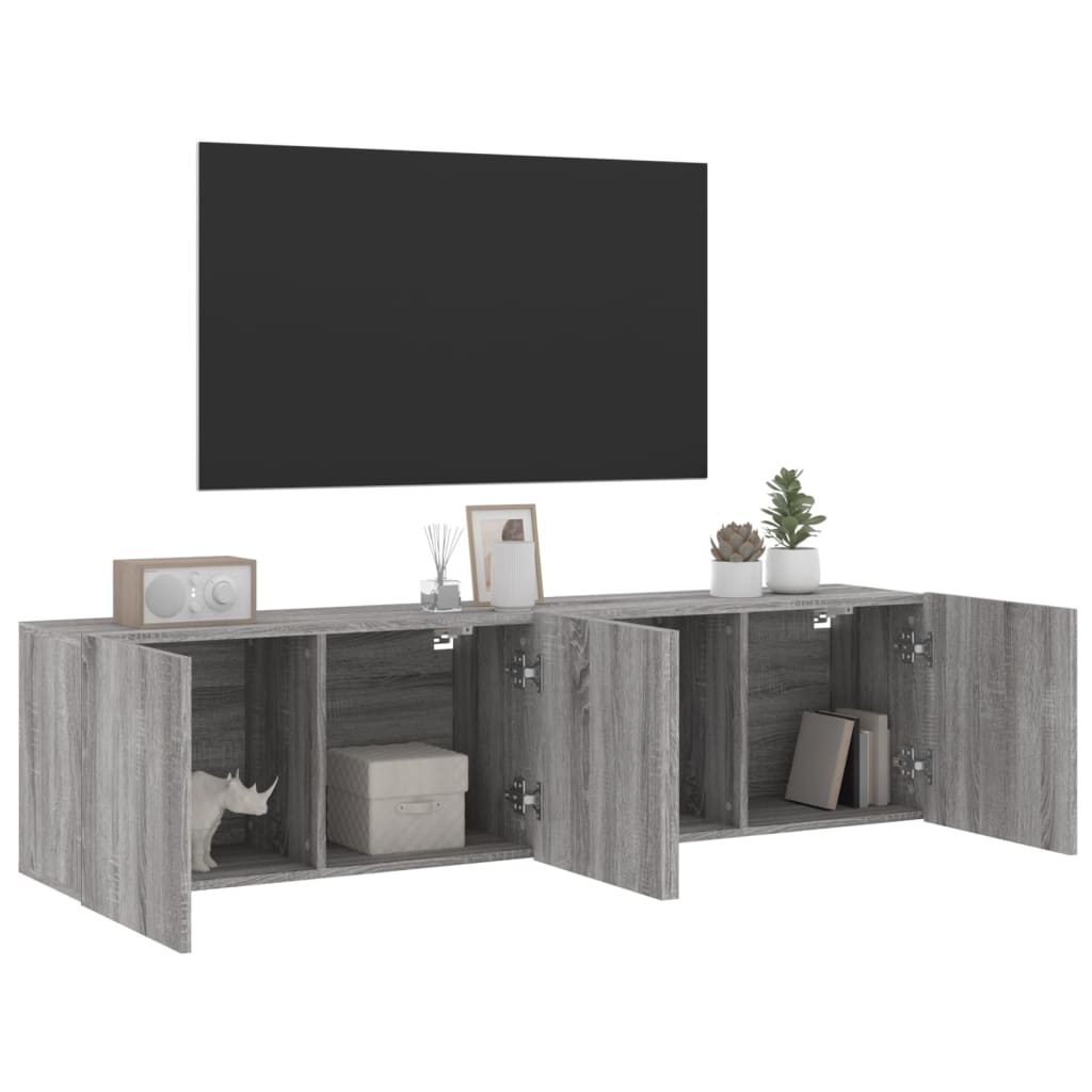 vidaXL Tv-meubels 2 st wandgemonteerd 80x30x41 cm grijs sonoma eiken