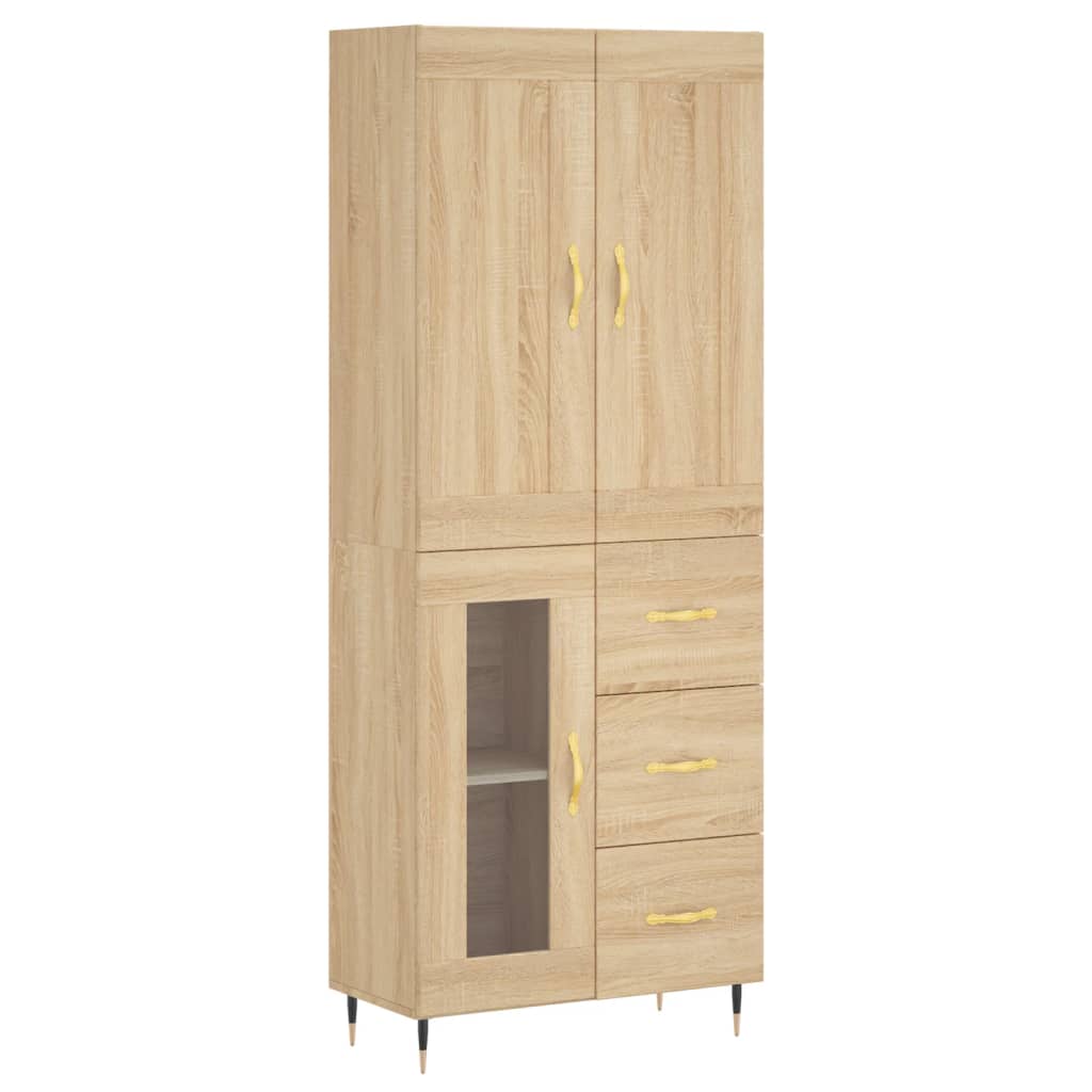 vidaXL Hoge kast 69,5x34x180 cm bewerkt hout sonoma eikenkleurig