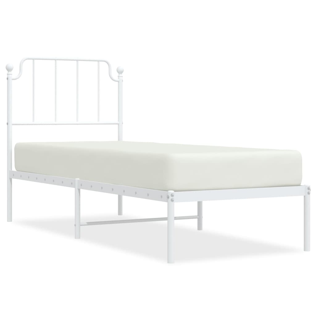 vidaXL Bedframe met hoofdbord zonder matras metaal wit 75x190 cm