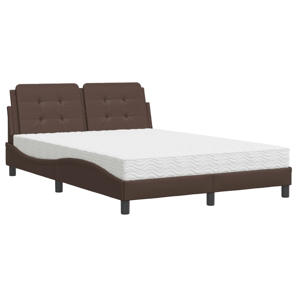 vidaXL Bed met matras kunstleer bruin 140x200 cm