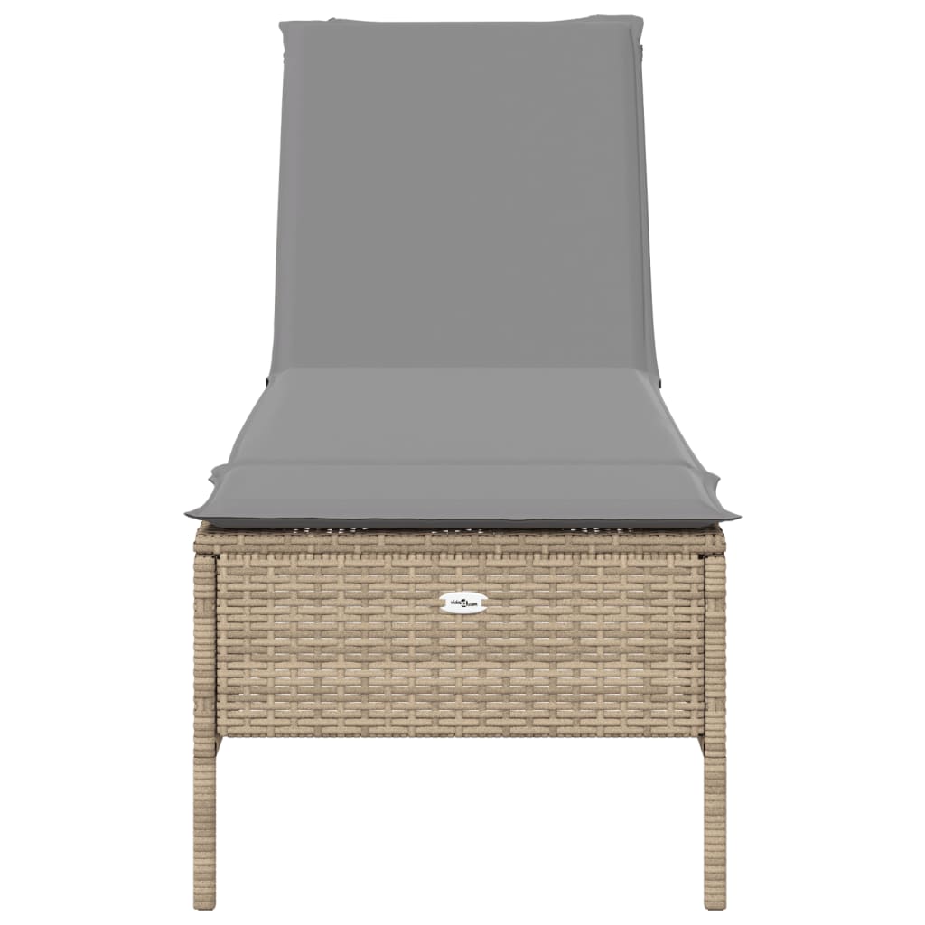 vidaXL Ligbed met kussen poly rattan beige