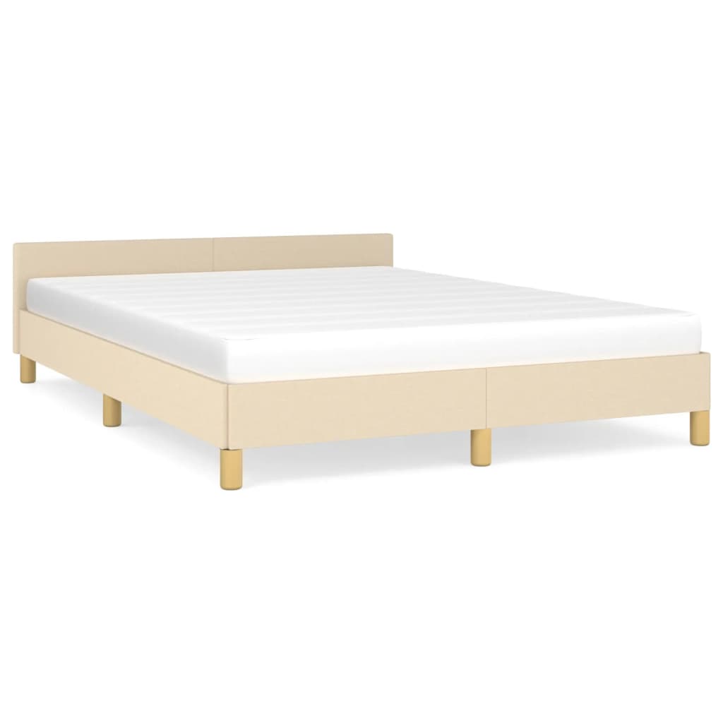 vidaXL Bedframe zonder matras stof crèmekleurig 140x190 cm