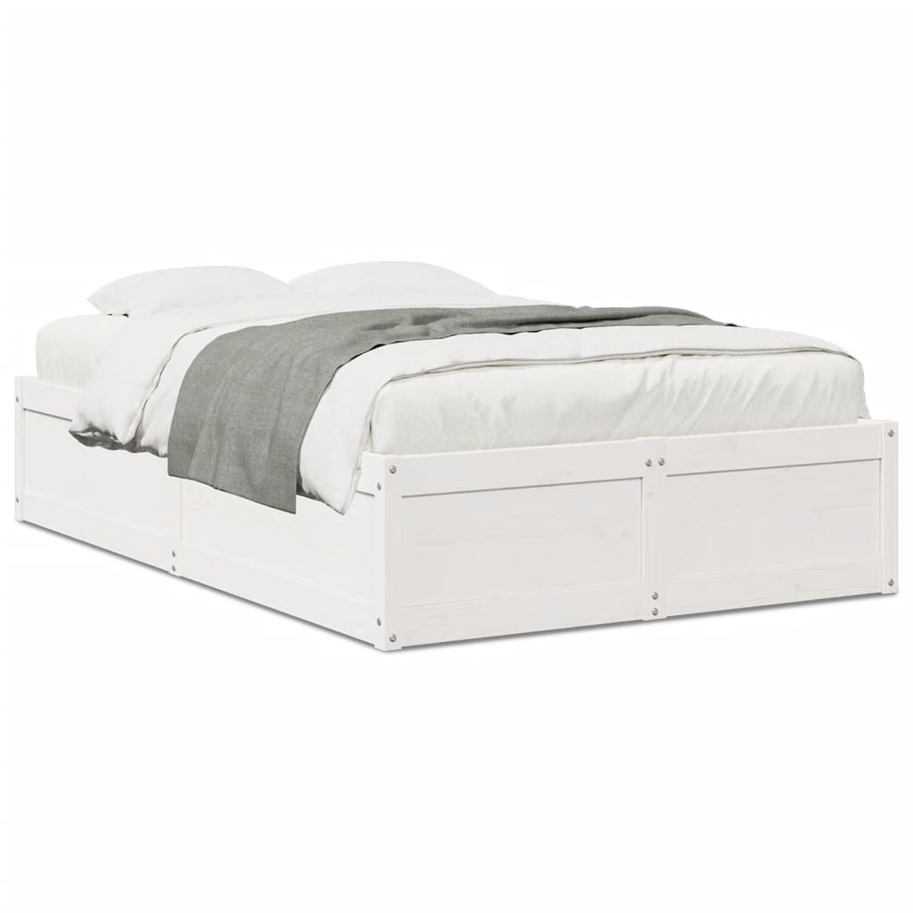 vidaXL Bedframe zonder matras massief grenenhout wit 120x190 cm