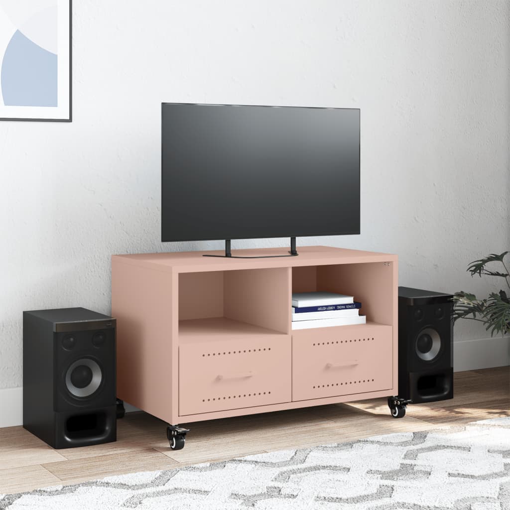 vidaXL Tv-meubel 68x39x43,5 cm staal roze