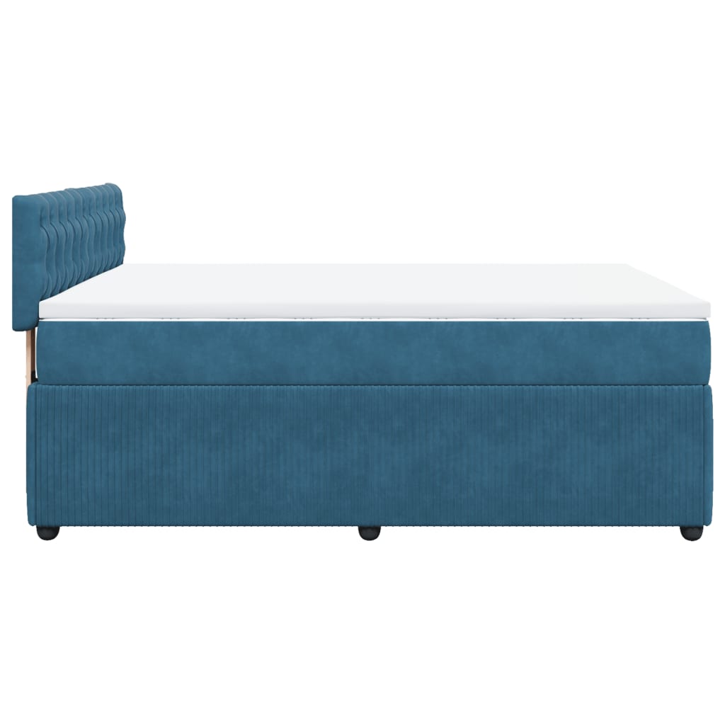 vidaXL Boxspring met matras fluweel blauw 140x190 cm