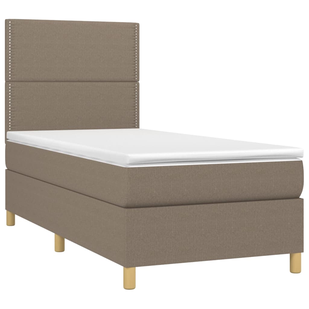 vidaXL Boxspring met matras en LED stof taupe 80x200 cm