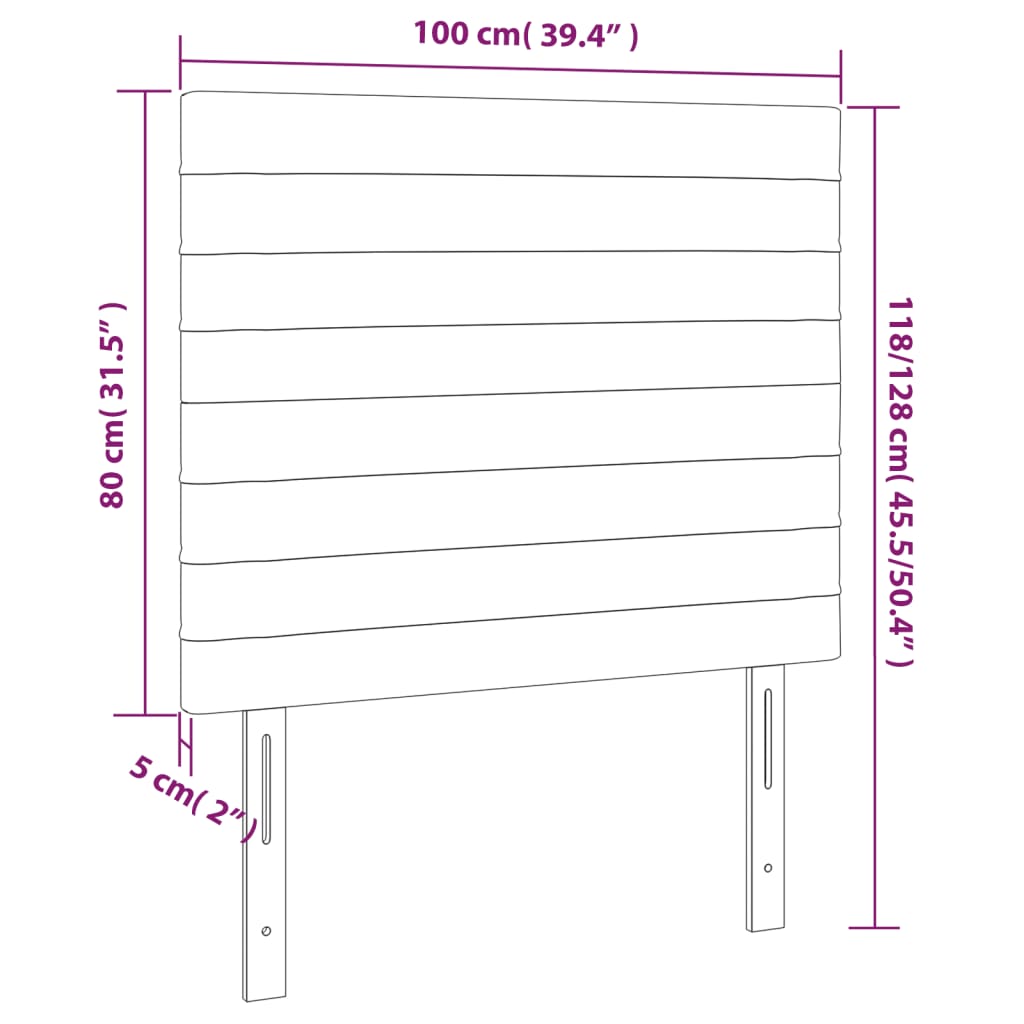 vidaXL Hoofdbord LED 100x5x118/128 cm stof zwart