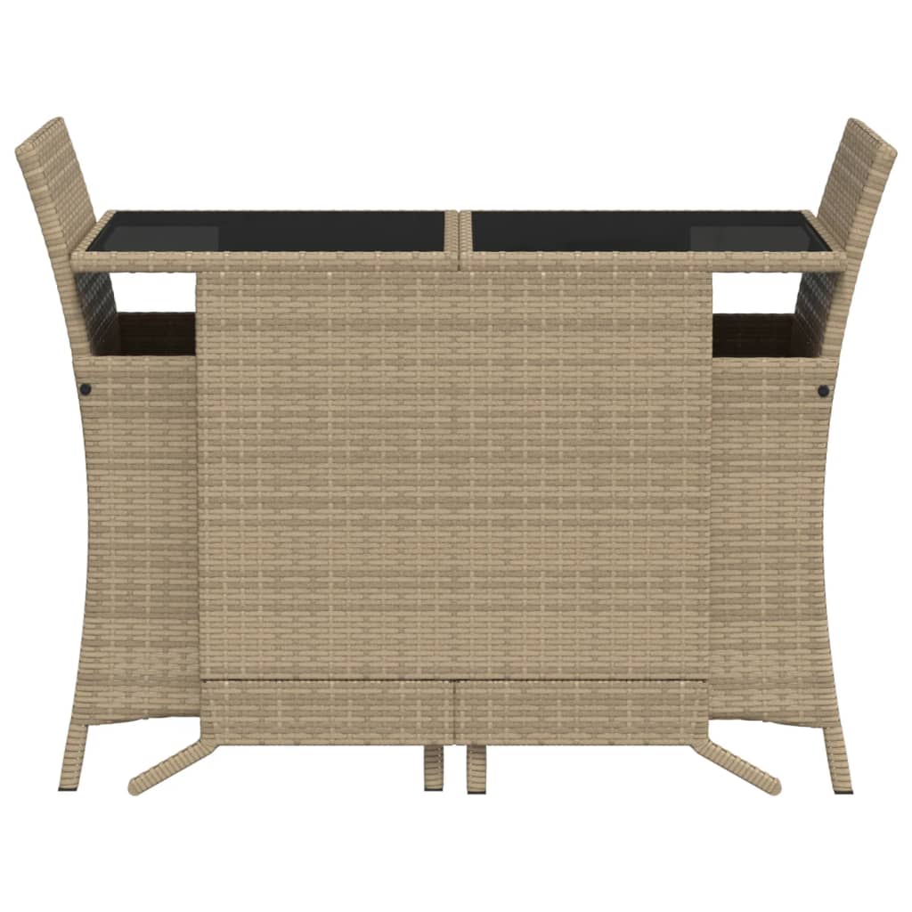 vidaXL 3-delige Bistroset met kussens poly rattan beige