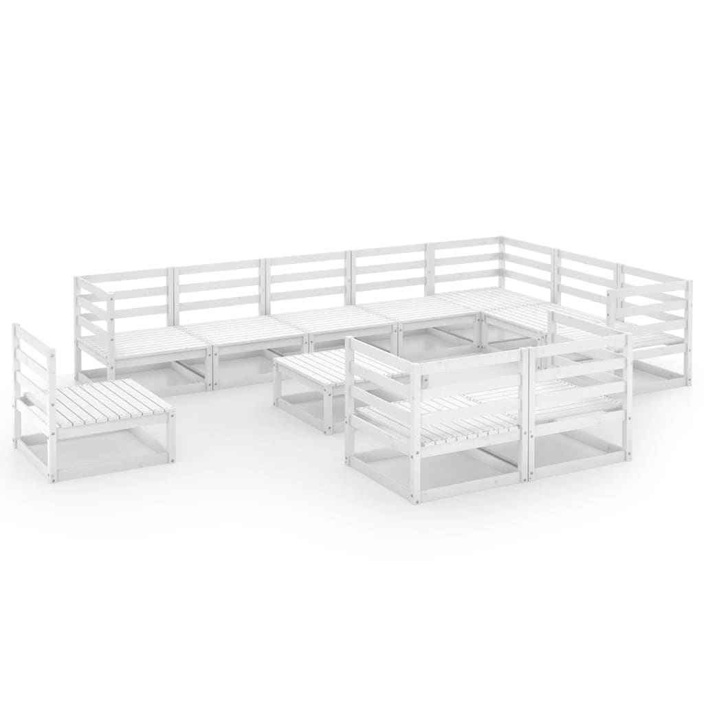 vidaXL 11-delige Loungeset massief grenenhout wit