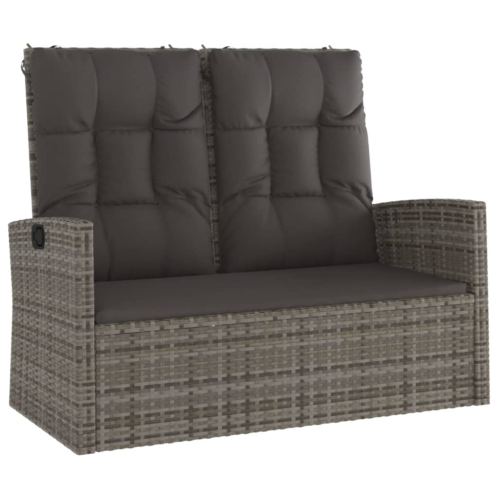 vidaXL 4-delige Loungeset met kussens poly rattan grijs